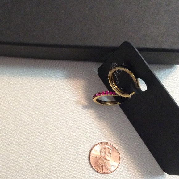 JCREW Small Pave’ Huggie Hoop Earrings NWT OS Pink - Picture 6 of 8